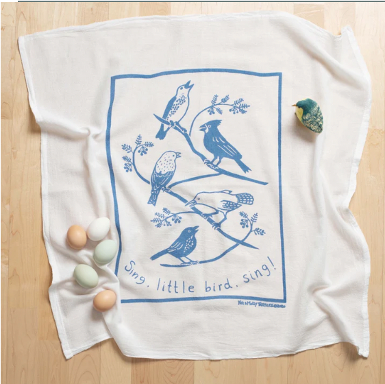 Song birds - flour sack tea towel
