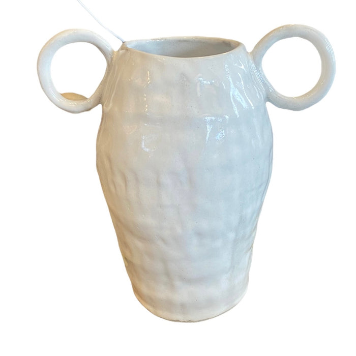 White two handled vase