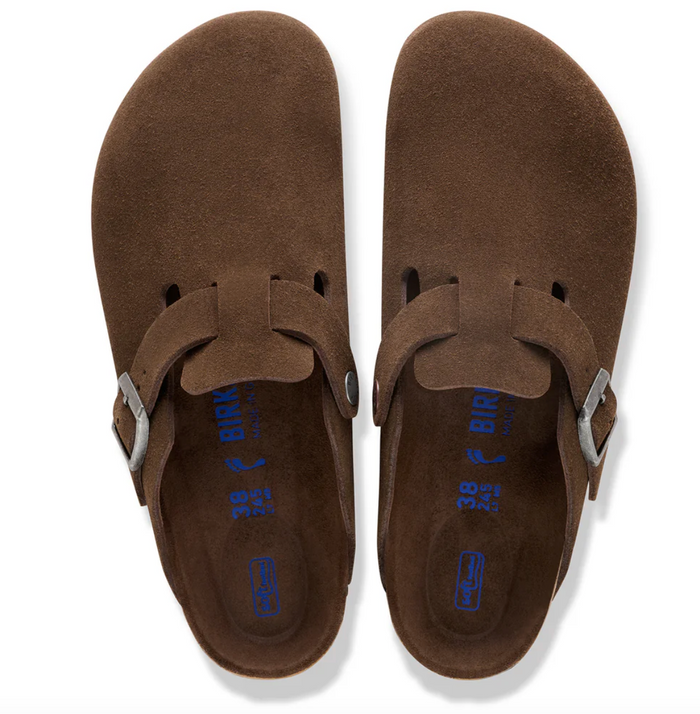 Birkenstock Arizona two-strap suede sandal in faded lime with adjustable buckle straps and signature cork footbed, made in Germany