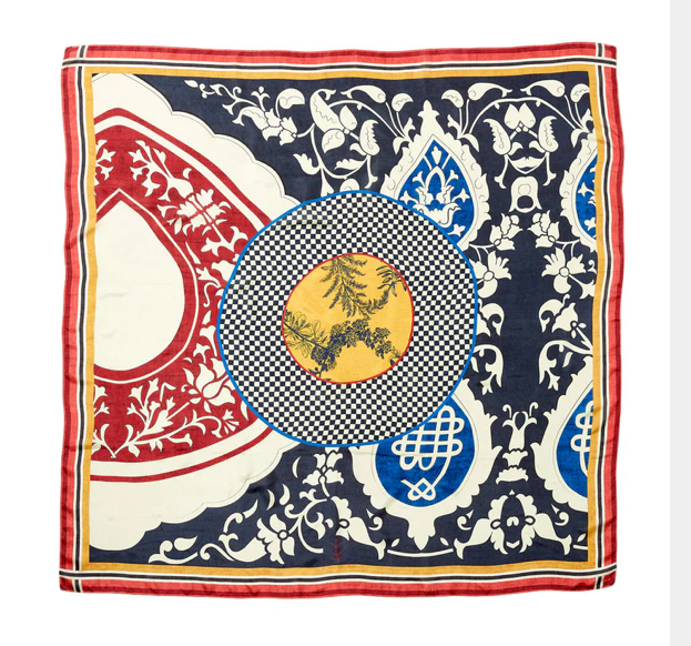 Silk square scarves in multi print