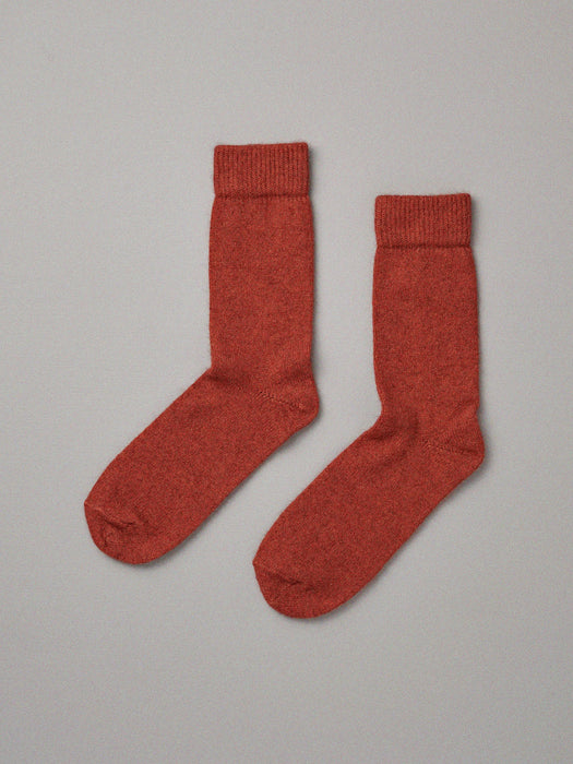 Francie possum merino socks in amber, ribbed cuff, crew length