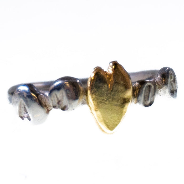 Amor silver and 18ct gold heart ring