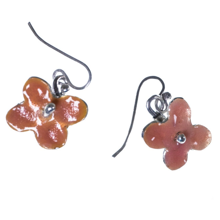 Enamel flower hook earrings