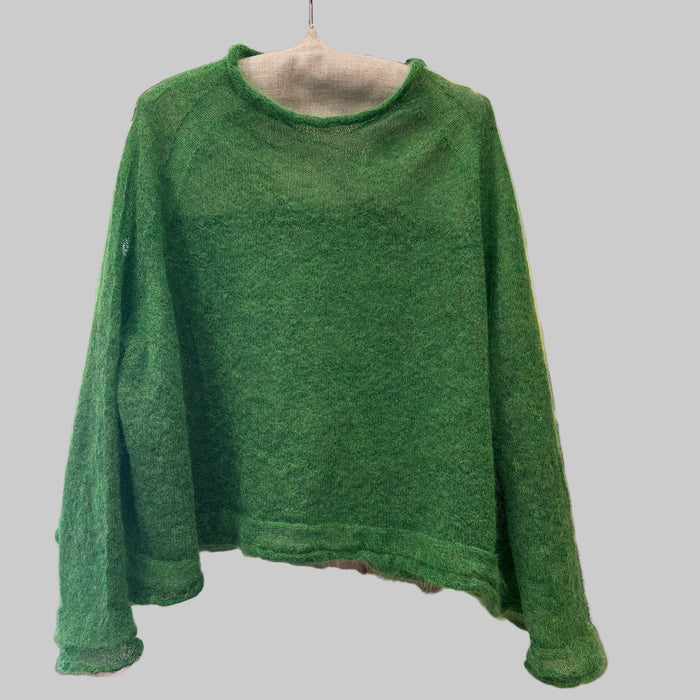 Mohair raglan sleeve roll neck crop