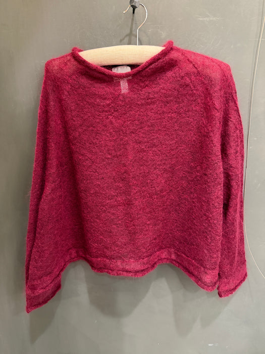 Mohair raglan sleeve roll neck crop