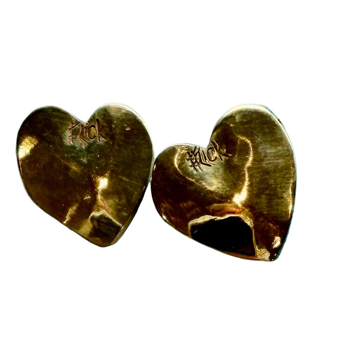 Cushion brass heart studs