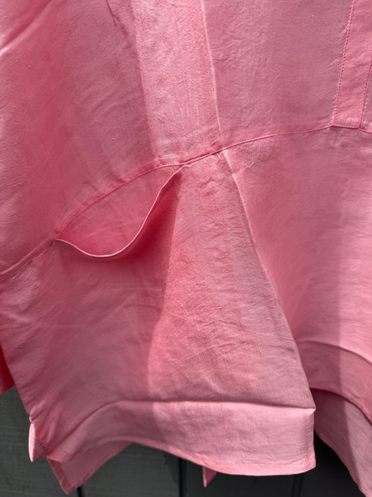 Chinese collar pink silk shirt