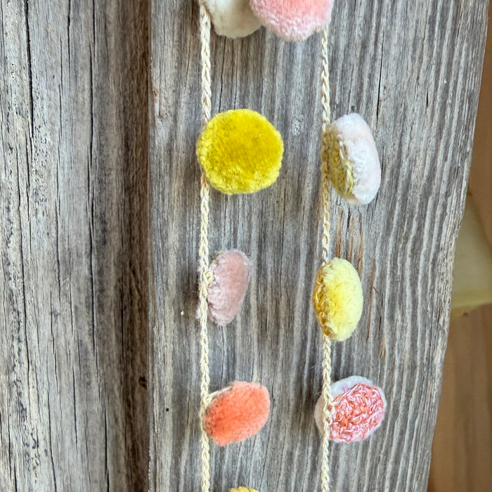 Strand of velvet balls crocheted necklace