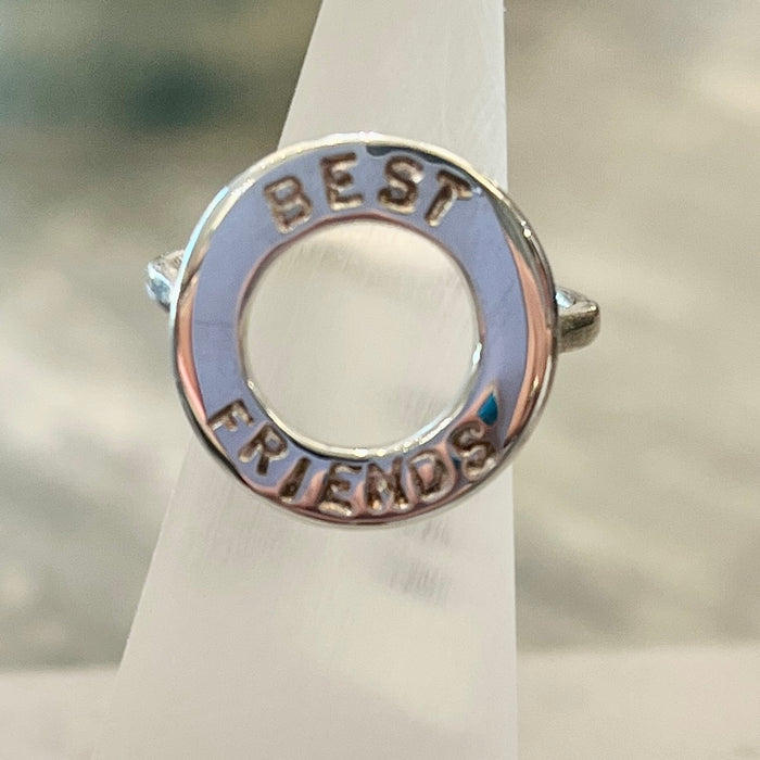 Silver text ring