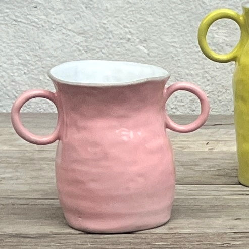 Small glazed two handled vase | pink