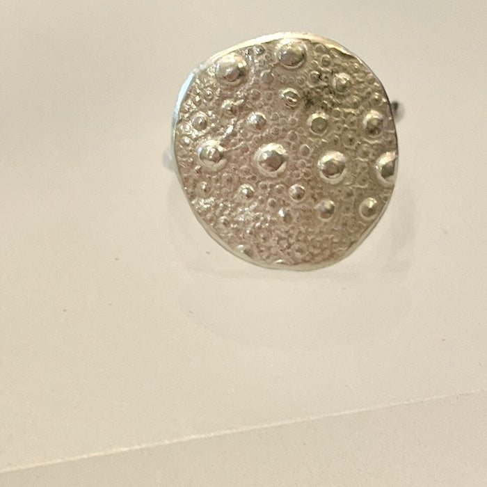 Silver urchin coin ring