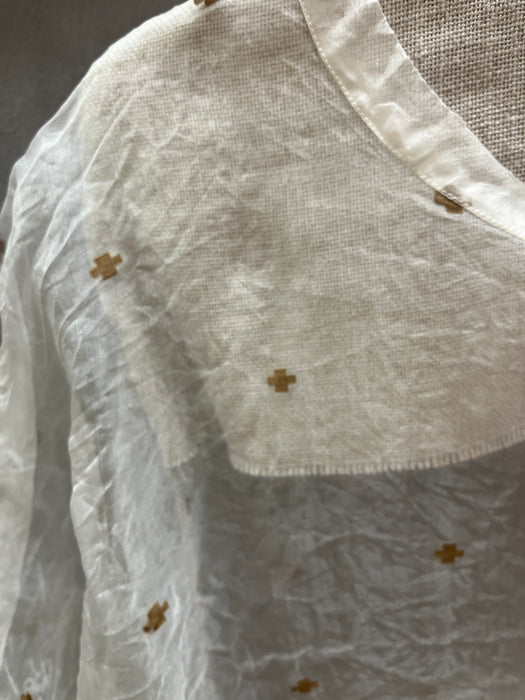 Organza dress with khaki cross motif