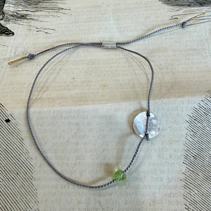 Silk bracelet with pearl charm