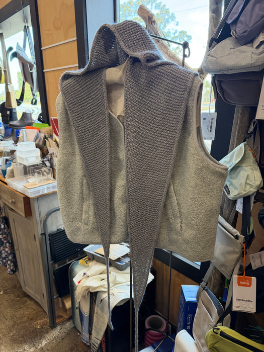 Hand knitted hooded scarf