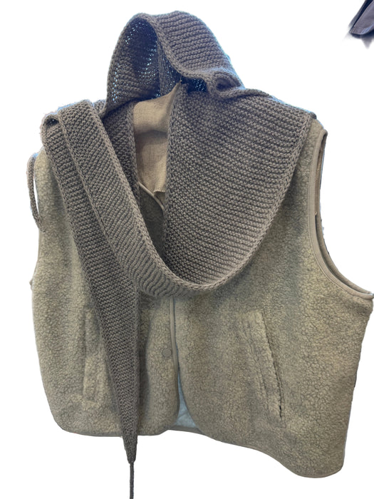 Hand knitted hooded scarf