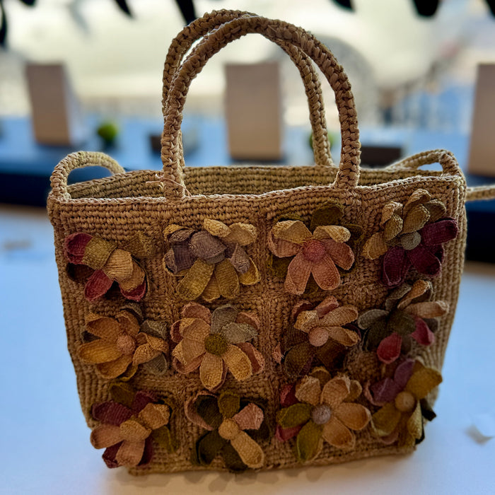 Petal power raffia tote