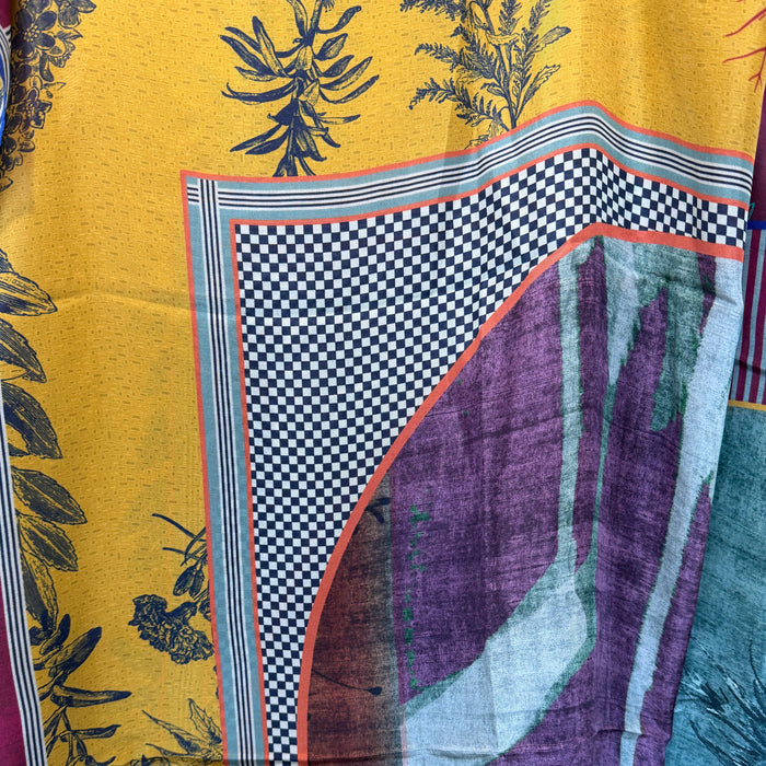 Silk square scarves in multi print