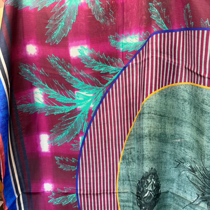 Silk square scarves in multi print