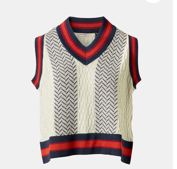 Cotton jaquard cable vest
