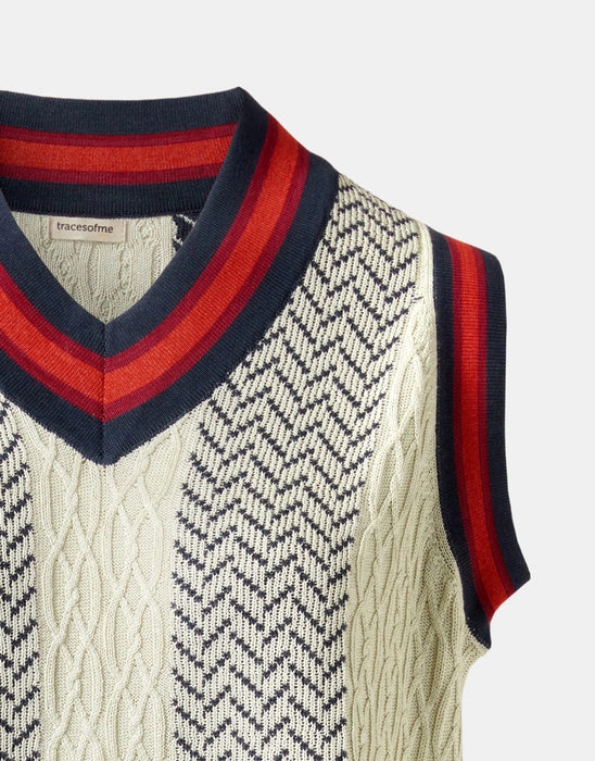 Cotton jaquard cable vest