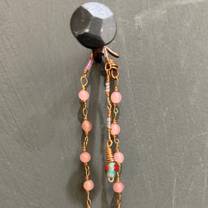 Vintage bead necklace in dusky pink