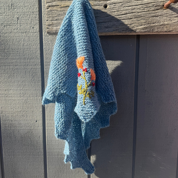 Triangle scarf / shawl with embroidery