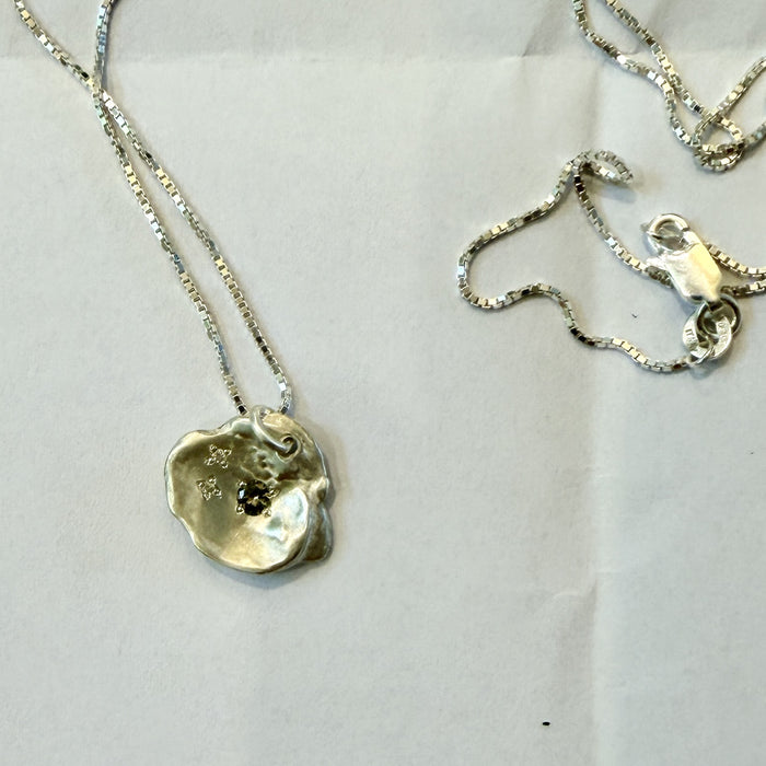 Sapphire & diamond keshi pendant