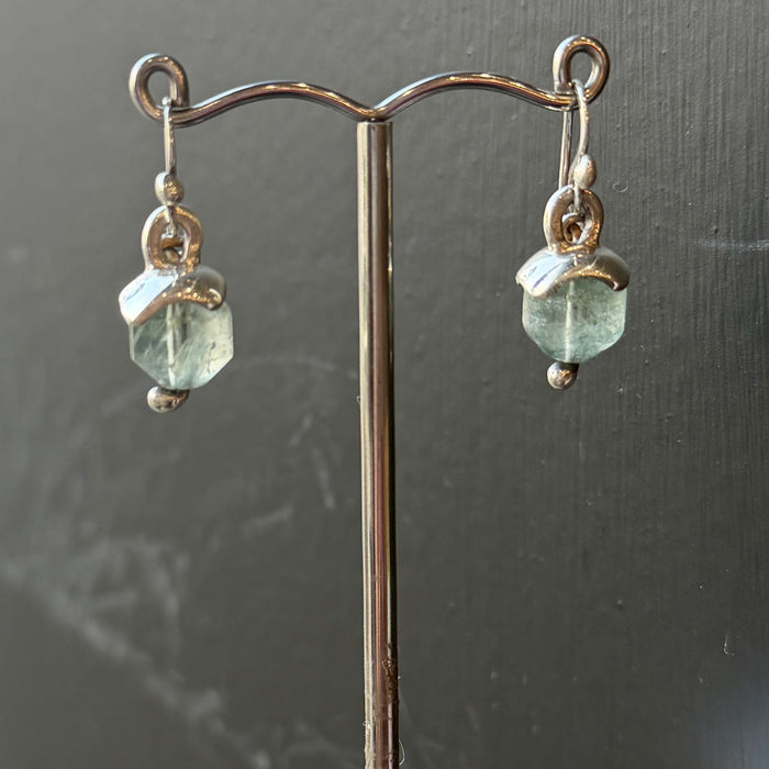 Faceted grey fluorite earrings