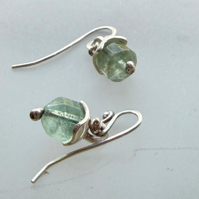 Faceted grey fluorite earrings