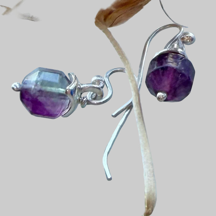 Faceted amethyst earring