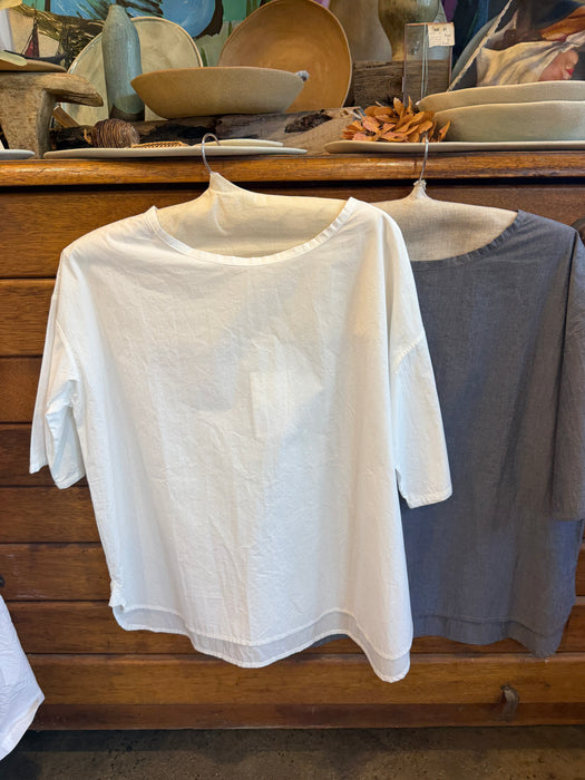 Cotton s/s boxy blouse
