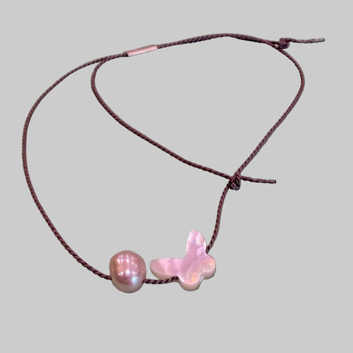 Silk bracelet with pearl charm