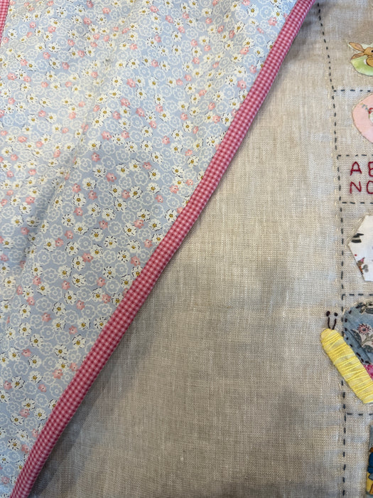 Couverture de bébé piquée main en lin et coton