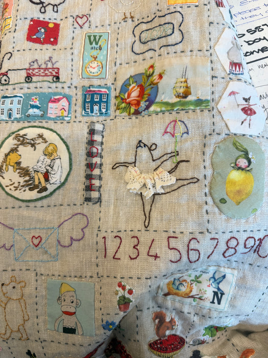 Couverture de bébé piquée main en lin et coton