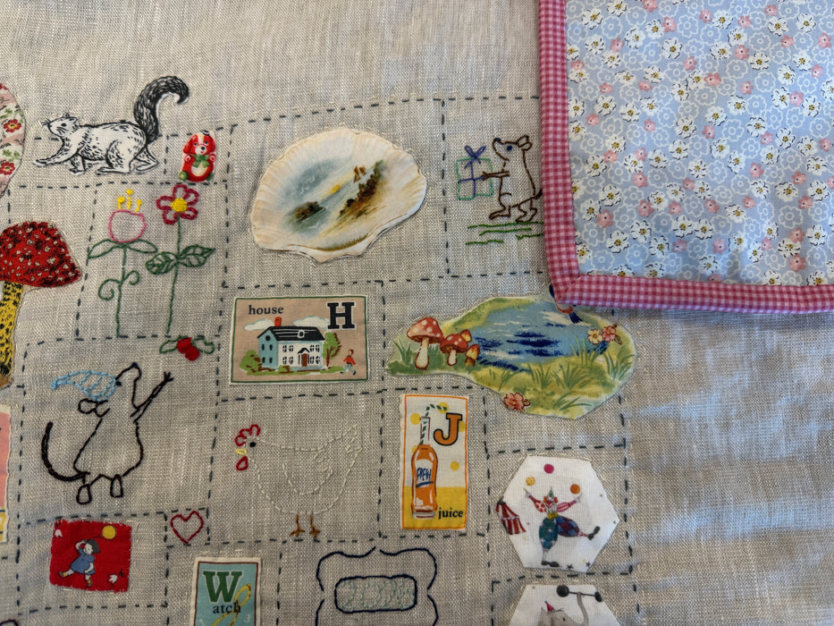 Couverture de bébé piquée main en lin et coton