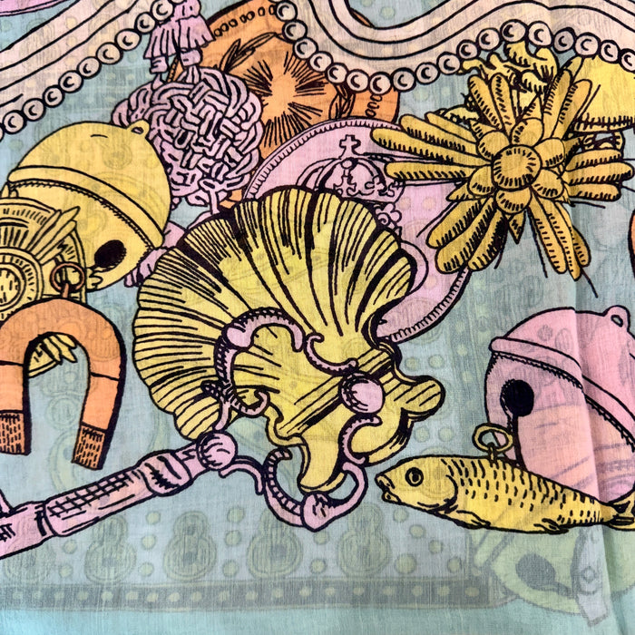 Octopus cotton and silk scarf