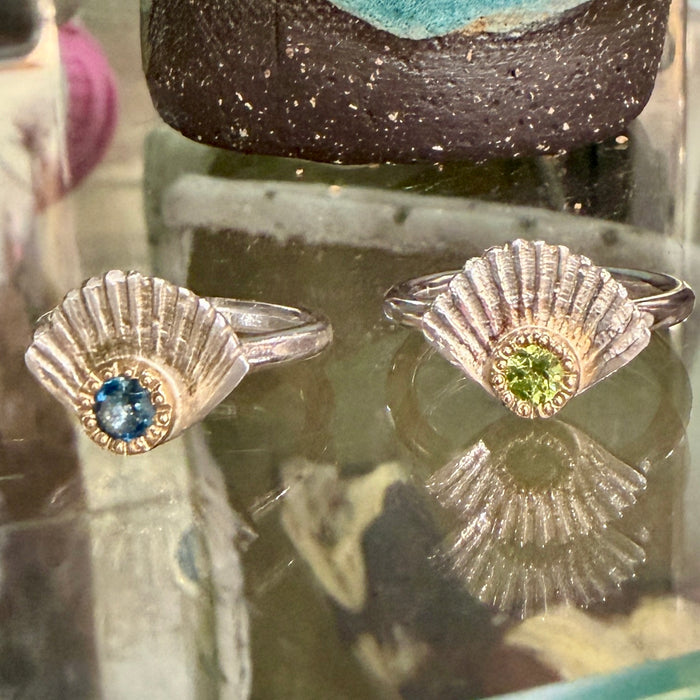 Bay of fires ring with gold & blue topaz