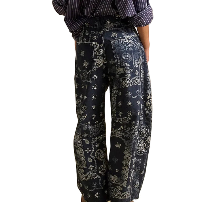 Good Luck barrel jean in paisley navy