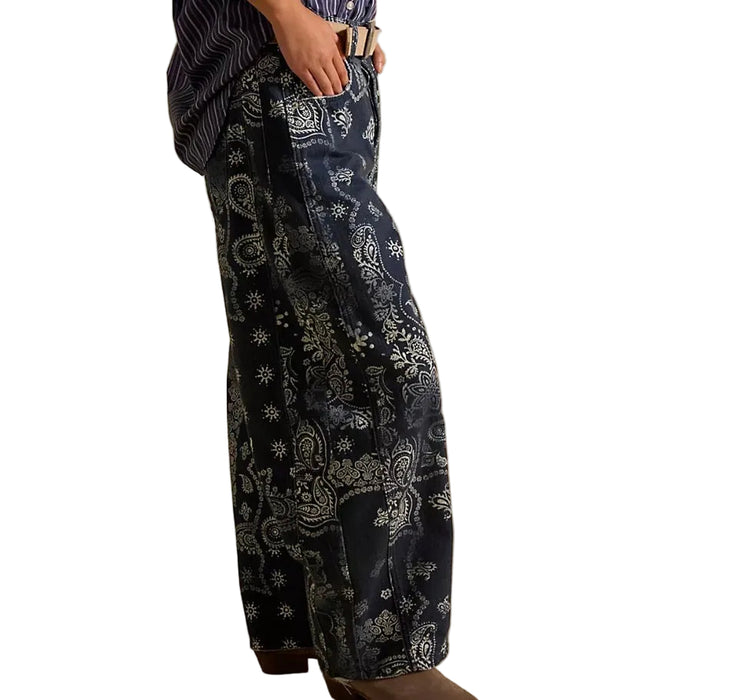 Good Luck barrel jean in paisley navy
