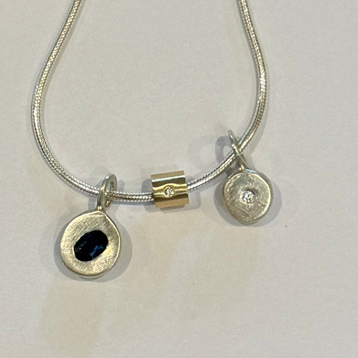 Silver and gold charm precious cup necklace