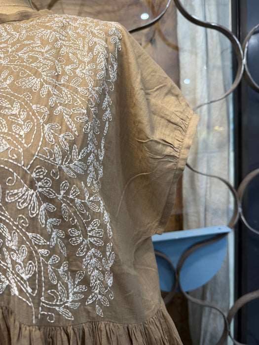Embroidered khadi dress