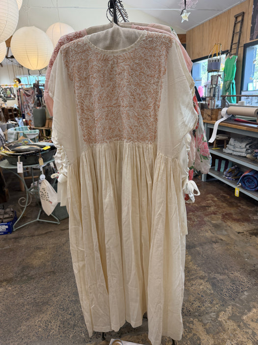 Embroidered khadi dress