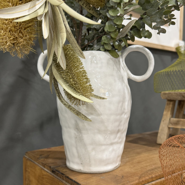 Medium glazed vase | white