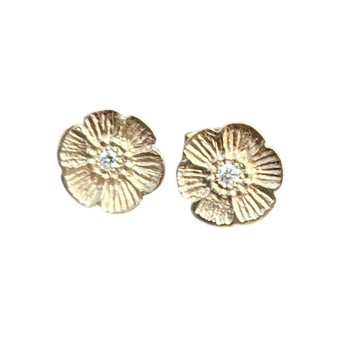 Vintage gold flower stamp earrings