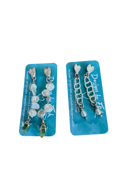 Butterfly pearl drop earrings