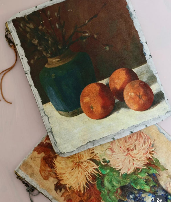 Canvas zip clutch