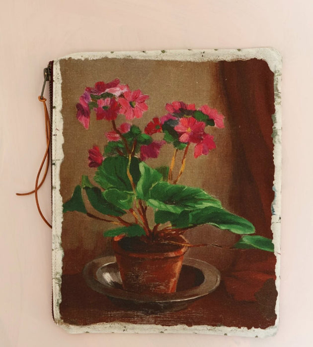 Canvas zip clutch