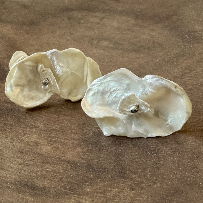 Large cornflake keshi pearl studs