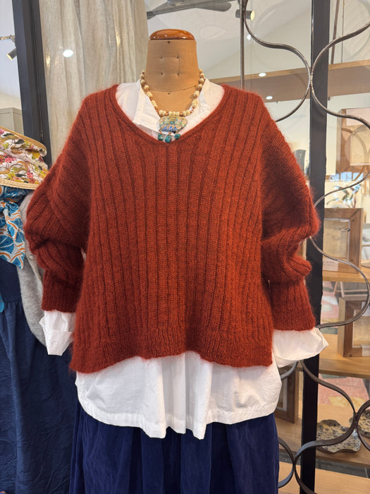 Mohair ribbed  V neck