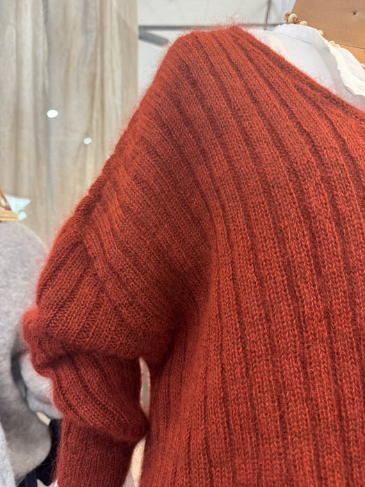 Mohair ribbed  V neck